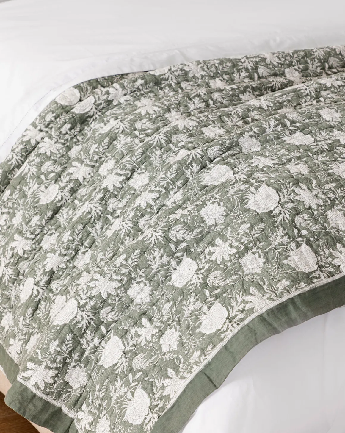 Audrey Sage Block Print Quilt