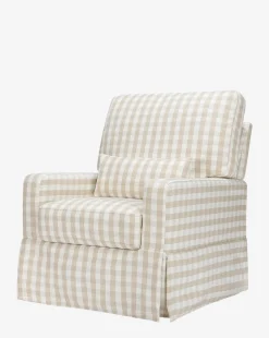 Crawford Pillowback Comfort Swivel Glider in Gingham