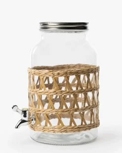 Glass Beverage Dispenser with Woven Sleeve