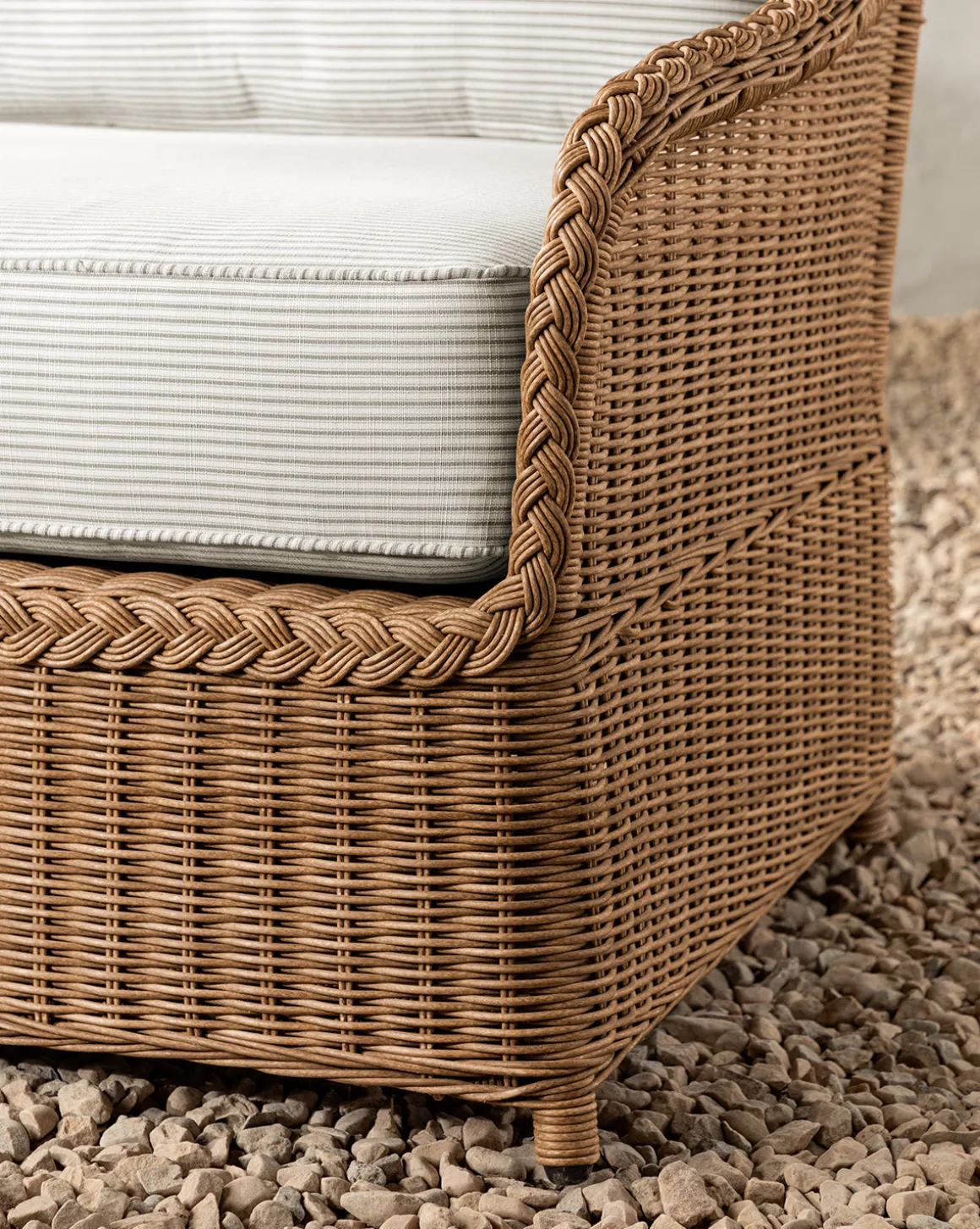 Haviland Outdoor Sofa with Perennials Taupe Stripe 88"