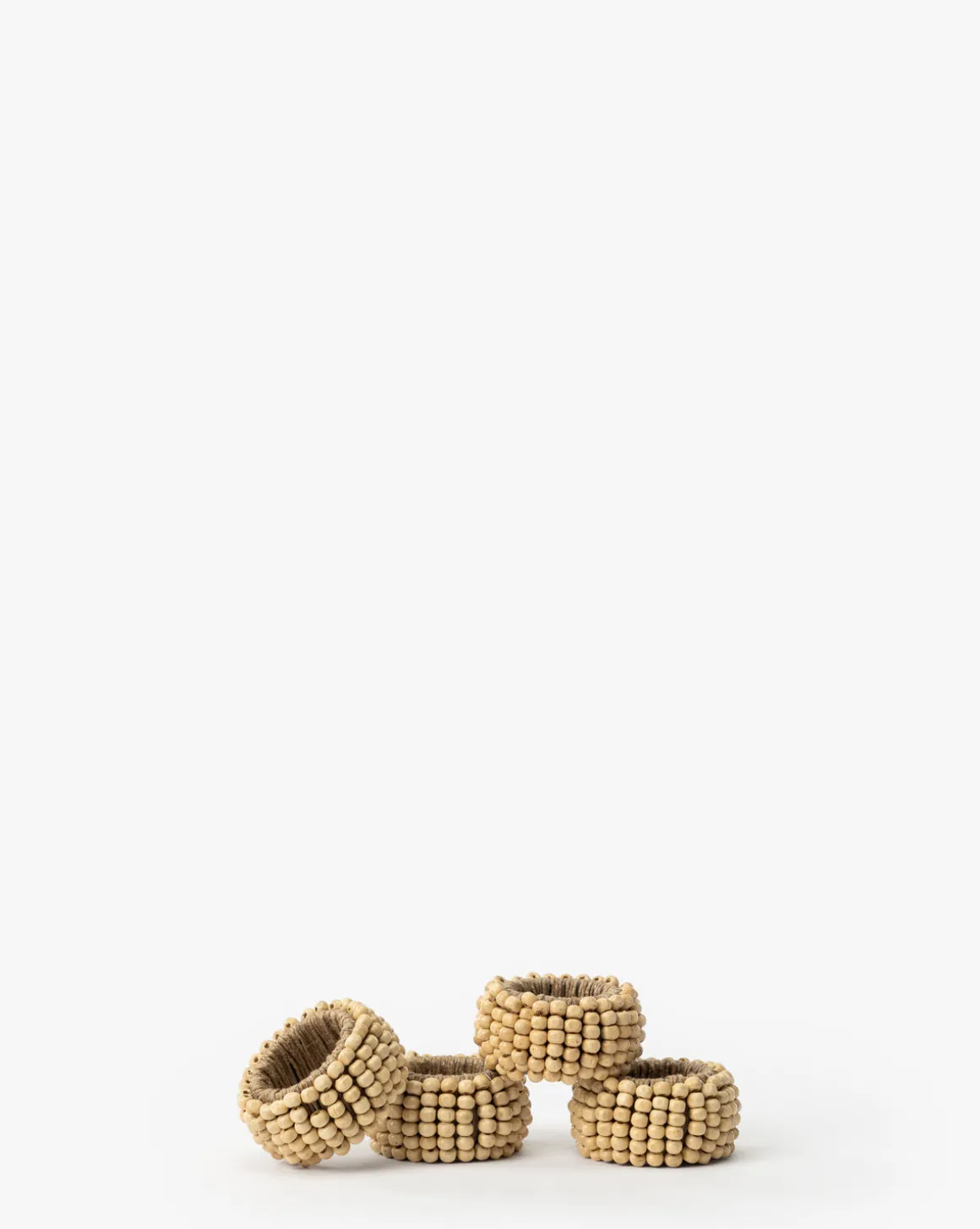 Mango Wood Bead Napkin Rings (Set of 4)