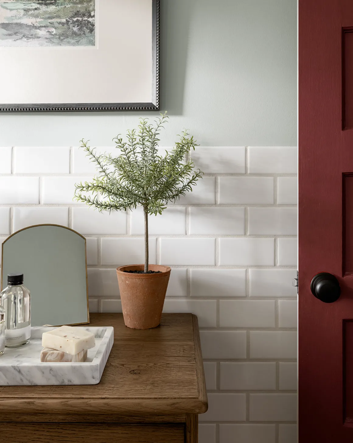 Potted Faux Rosemary Topiary