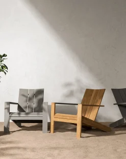 Triby Gray Teak Outdoor Lounge Chair